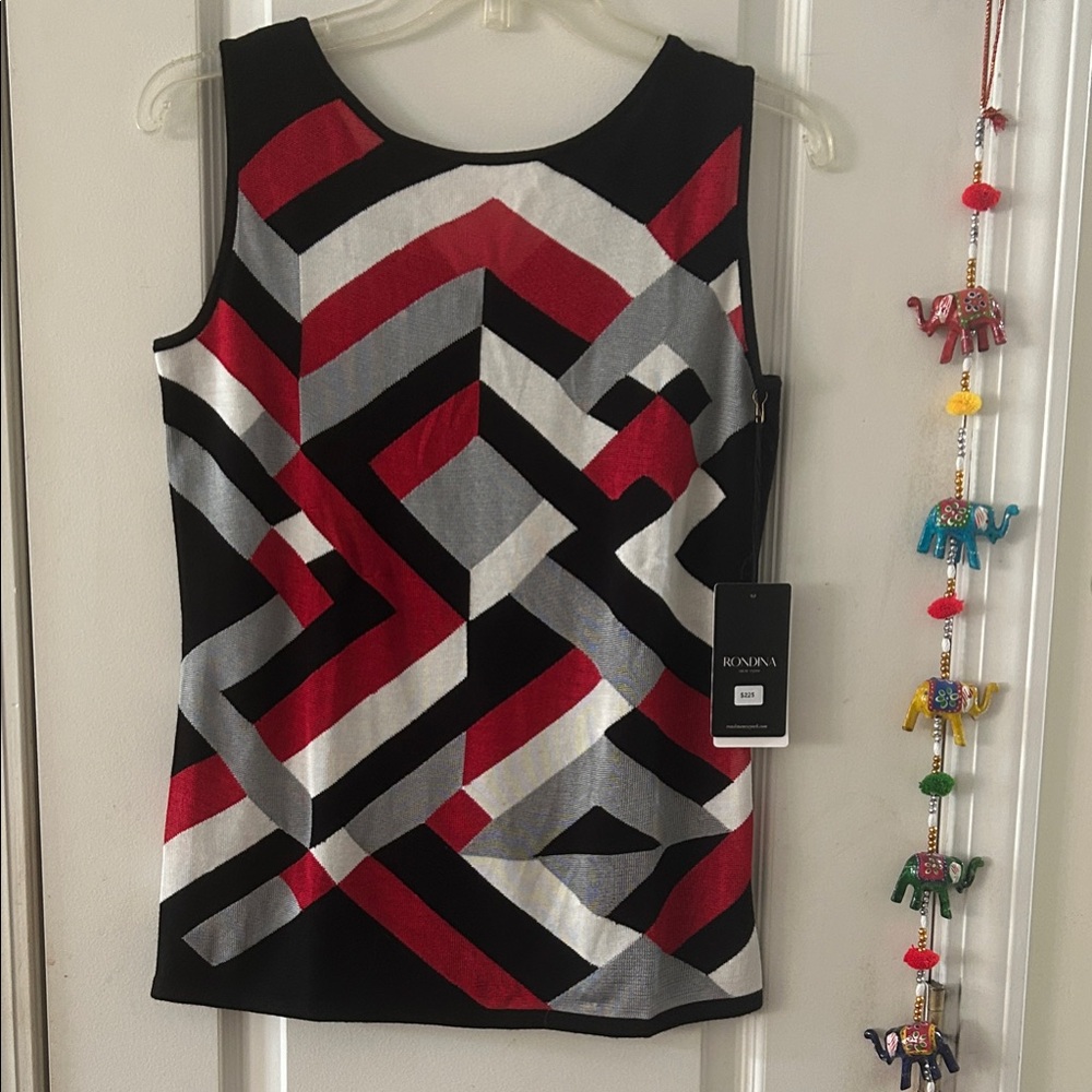 Rondina New York Bold Black, Red, and Gray Knit Top